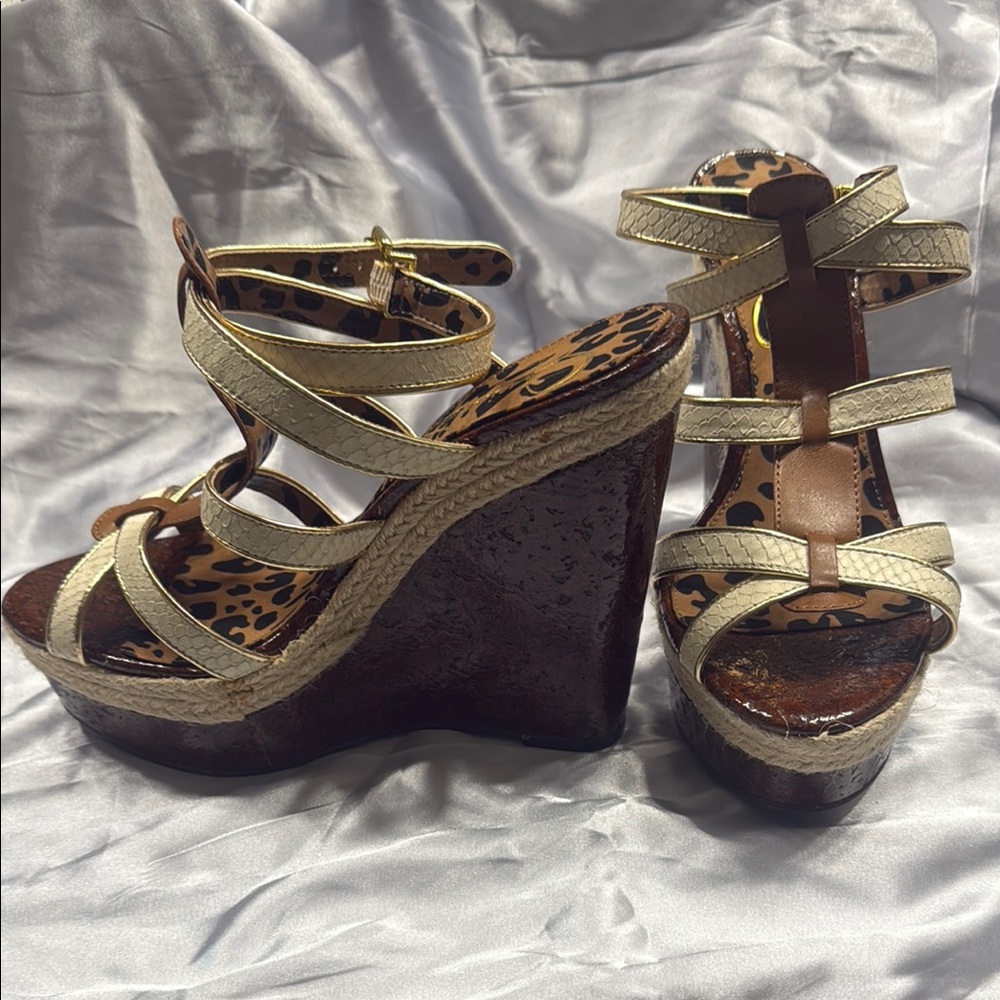 Jessica Simpson Cream and Brown Platform Sandals - Picture 3 of 6